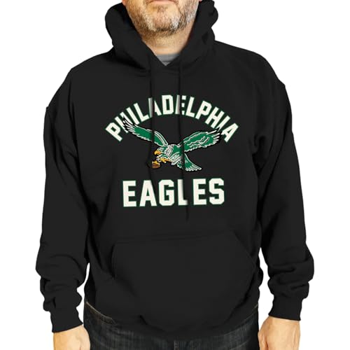 Team Fan Apparel NFL Adult Unisex Retro Gameday Ultra Soft Fleece Hooded Sweatshirt, Officially Licensed Football Hoodie (Philadelphia Eagles - Black, XXXXX-Large)