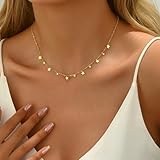 Havopso Gold Chain Necklace for Women 18K Gold Plated Stainless Steel Necklace Dainty Star Choker Chains Simple Delicate Minimalist Trendy Jewelry