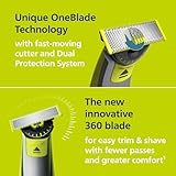 Philips Norelco OneBlade 360 Face, Hybrid Electric Beard Trimmer and Shaver with 5-in-1 Face Stubble Comb, Frustration Free Packaging, QP2724/90