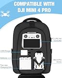 PEKREWS Mini 4 Pro Case, Waterproof Hard Carrying Case, Large Drone Bag Fits 15.6 Inch Laptop, Travel Backpack Compatible with DJI Mini 4 Pro, RC 2/ RC-N2 Controller, Fly More Combo and Accessories