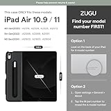 ZUGU CASE for iPad Air (M2) 11 inch (2024) iPad Air 4 & 5 10.9 Inch (2020/2022) - Protective, Ultra Thin, Magnetic Stand, Sleep/Wake Cover - Black