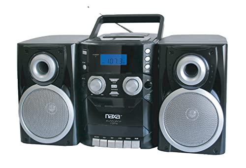 Portable CD Player Boombox with AM/FM Stereo Radio Cassette Player/Recorder, AUX Input, Detachable Speakers, AC/DC & Battery Operated- Stereo System for Home, Travel, Indoor & Outdoor Use