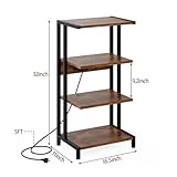 X-cosrack 4-Tier AV Media Stand with Power Strips, Wooden Corner Shelf Component Cabinet Stereo Audio Rack Stand Tower Perfect for DVD Players:Game Console:TV Box:Cable Box:Xbox:WiFi Router