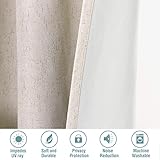 H.VERSAILTEX Linen 100% Blackout Curtains for Bedroom Full Light Blocking Curtains, Textured Window Curtains for Living Room 84 inch Grommet, Energy Efficient Curtains White Liner(2 Panels, Natural)