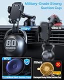 2025 Ultimate Car Phone Mount【85+LBS Strongest Suction & Military-Grade】【Patent & Safety Certs】 Cell Phone Holder Truck Stand for Dashboard Windshield Vent for iPhone 16 Pro Max 15 14 Samsung, Black