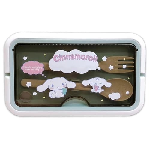 Roffatide Cartoon Cute Printed All-in-One Bento Boxes with Handle Kawaii 4-Point Lock Type Lunch Box Containers for Food Fruit Snack