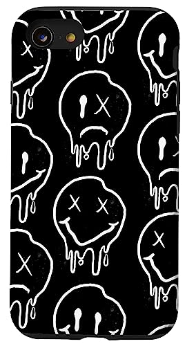 iPhone SE (2020) / 7 / 8 Melting Happy Sad Face Graffity Black White Case