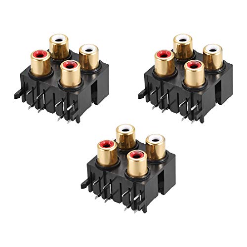 uxcell Concentric Outlet 4 RCA Female Jack 8-Pin Connector Socket Panel Mount 3pcs