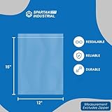 Spartan Industrial - 12" X 15" (100 Count) 2 Mil Clear Reclosable Zip Plastic Poly Bags with Resealable Lock Seal Zipper