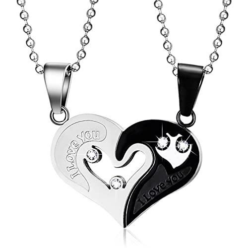 MAXVIN Matching Necklace For Couples Titanium Promise Love Stainless Steel Pendant Necklaces for Him,Her Jewelry Set Gifts for Anniversary-Heart Shape