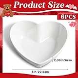 Layhit 6 Pcs Heart Shaped Bowls, 8" White Deep Heart Shaped plastic Valentine's Day Bowls for Salad, Fruit, Dessert, Pasta, Candy Serving Bowls