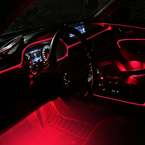 QAUBEN Car Atmosphere Light Kit 6m Fiber Optic RGB Multicolor Sound Active Music Sync Memory Function RF Remote Controller USB Car Interior Ambient Lighting Kit DC 12V