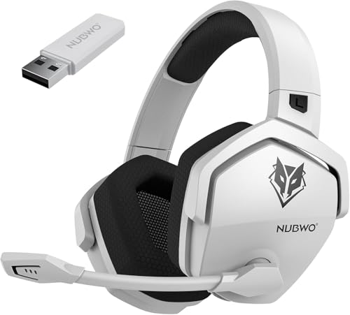 NUBWO G06 Dual Wireless Gaming Headset with Microphone for PS5, PS4, PC - 23ms Low Latency Audio - 100-Hour of Playtime - 50mm Drivers (White-Black)