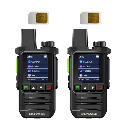 2-Pack Ruyage Walkie Talkies with Sim Cards - Handheld PoC Two Way Radios Unlimited Range - Rechargeable PTT Push to Talk Over Cellular Radio Long Range (X20)