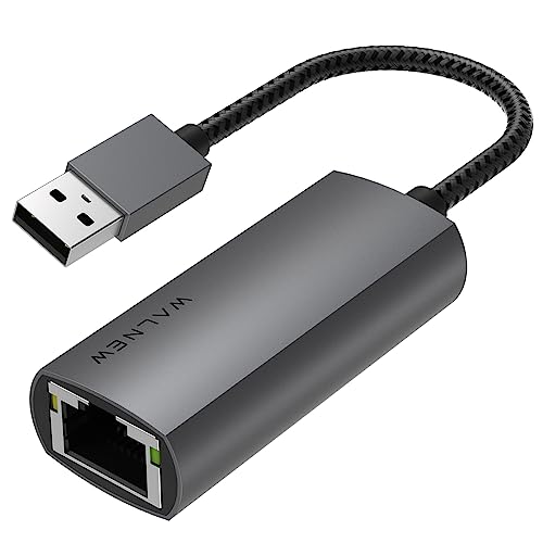 USB 3.0 Ethernet Adapter, WALNEW 1000Mbps Gigabit USB to Ethernet LAN Network Adapter, Aluminum USBA Male to RJ45 Female Cable Converter for MacBook,Chromebook,Surface, Laptop,Desktop,PC