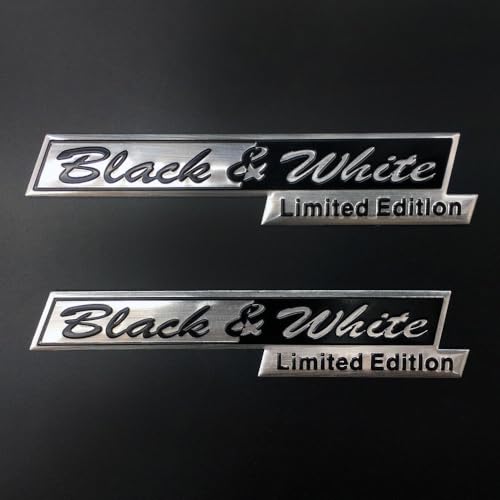 2Pc Black & White Limited Edition Car Trunk Decal Sticker Badge Emblem for Auto SUV Truck Motorcycle Accessories (Chrome Black)