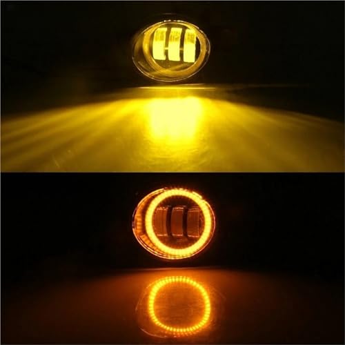 2pcs Lens DRL Daytime Running Lamp H11 Angel Eye Fog Light Assembly Compatible For Nissan X-Trail/Rogue T32 2014-2016(Yellow and Yellow)