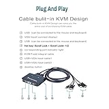 SKLTD 2 Port USB VGA KVM Switch, 2 in 1 Out Dual Port VGA Monitor Switcher Share for 2 Computer PC Laptop Notebook Sharing 1 Video Monitor, No Power Adapter, HotKey Switching