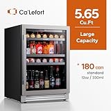 Ca'Lefort 24 Inch Beverage Refrigerator, 180 Can 34°F -54°F Beverage Fridge, Drink Fridge with Glass Door 3 LED Drink Fridge Built in or Freestanding, Perfect for Home/Kitchen(5.65 cu.ft)