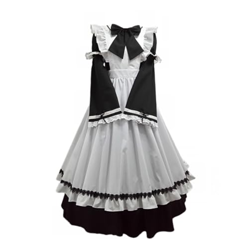 Unisex Classic Maid Dress Lolita Cosplay Halloween Costume Coffee shop Uniform Long Skirt Custom Made Full set (Male, X-Large)
