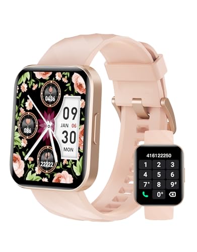 Dakofied Smart Watch (Answer/Make Calls), 1.85" Smart Watches for Women Men Digital Watch Fitness Tracker with 100+ Sport Modes Heart Rate Monitor for iOS Android Phones Waterproof (Light Pink)
