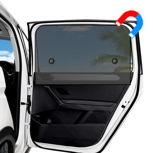 Ovege Car Window Shade 2pcs -Car Side Window Sun Shade Baby UV Protection Privacy Suction Magnetic (Back Seat 2pcs), Semi-Transparent