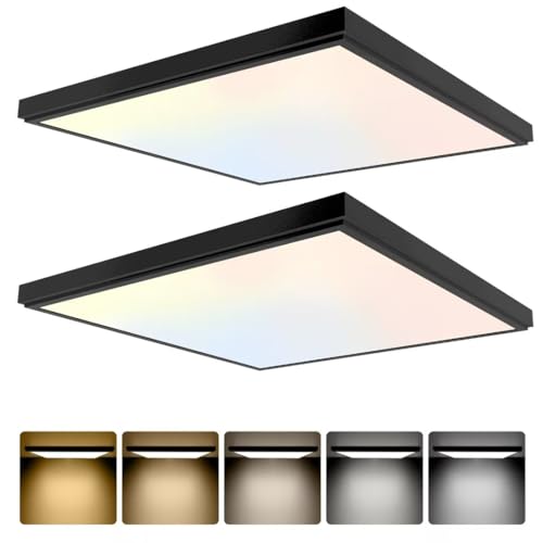 GT-Lite 2 Pack 2x2 Feet 4200 LM LED Flat Panel, Black Trim Flush Mount Drop Ceiling Light 5 CCT, 3 Level Dim,CRI 90 for Home and Office