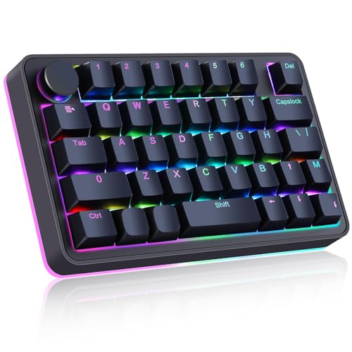 Koolertron Single-Handed Macro Mechanical Keyboard, RGB LED Backlit Portable Mini One-Handed Mechanical Gaming Keypad 39 Fully Programmable Keys (39 Keyboard Black)