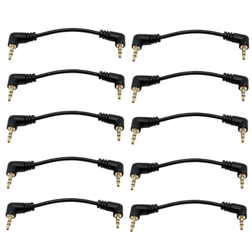 10PCS Short 3.5mm Right Angle Cable, Gold Plated 90 Degree 3.5 Male to Male Audio Stereo Jack Plug Car Aux Audio Cable (10 cm)