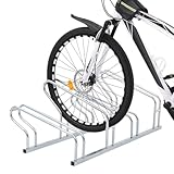 loibinfen Galvanized Steel Floor Freestanding Bicycle Stand for 4 Bikes, 4 Bikes Floor Bike Stand, Bike Floor Parking Rack for Indoor & Outdoor Garage Storage,-873