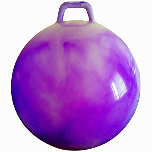 AppleRound Space Hopper Ball with Air Pump: 22in/55cm Diameter for Age 10-13, Kangaroo Bouncer, Hippity Hoppity Hopball for Taller Children, Sit-on Bouncy Ball with Handle, Cloud Colors (Purple)