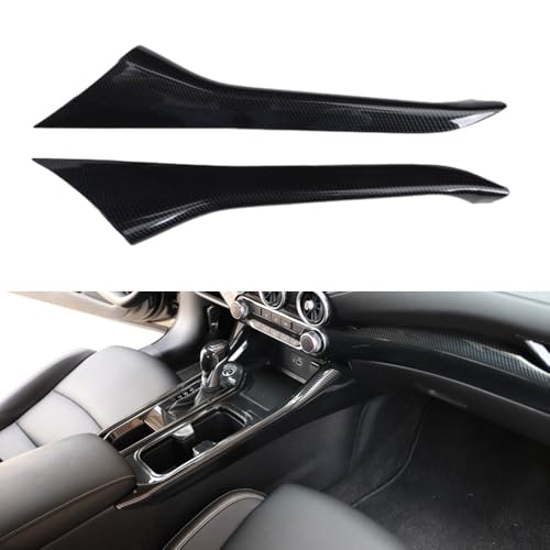 LEXLEY 2pcs Black Carbon Fiber Style Side Gear Shift Panel Strips Cover Trim Interior Accessories Compatible with Nissan 2020 2021 2022 2023 2024 2025 Sentra