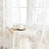 White Lace Curtains 84 Inches Long for Living Room Bedroom Victorian Floral Sheer Curtains 2 Panels Set Rod Pocket Light Filtering Vintage Western Edges Crochet Drapes for Window Decor, 52x84