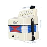 Eastar Kids Accordion Toy Accordian Mini Musical Instruments 10 Keys Button for Child Children Kids Toddlers Beginners (White)