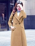 Korean Fashion Women Clothing Long Wool Trench Coat Long Blazer Overcoat(Camel, XXL)