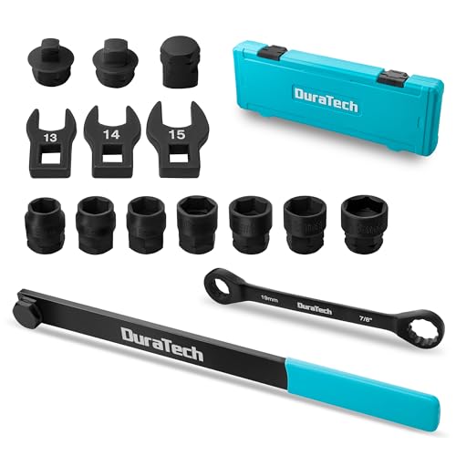 DURATECH 15-Piece Universal Ratcheting Serpentine Belt Tool Set, Belt Tensioner Tool Kit with Blackening Treatment for Installing and Removing Pulleys and Belts