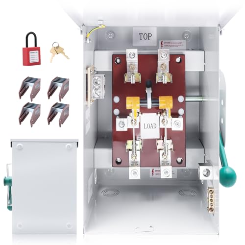KUTTOLE 200A Generator Transfer Switch General Duty Double-Throw Safety Switch 48000W, 120/240-Volt 200 Amps Manual Transfer Switch Compact Design NEMA 3R Rainproof Non-fusible Two-Pole Three-Wire
