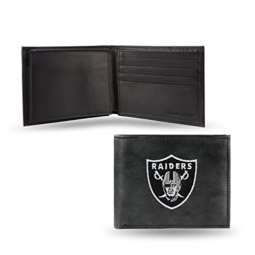 Rico Industries NFL Embroidered Leather Billfold Wallet, Oakland Raiders, 3.25 x 4.25-inches