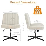 DUMOS Criss Cross Chair Legged Office Wide Comfy Desk Seat, No Wheels Armless Computer Task Seating, Swivel Vanity Home Height Adjustable