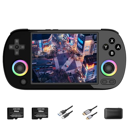 RG40XX H Handheld Game Console 35 Emulators 18K Preloaded Games WiFi & Bluetooth Retro Gaming Console Kids Video Game Console Plug & Play Machine Gifts for Boys & Men (Black-128GB)