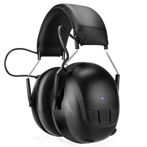 Kalence Bluetooth 5.4 Hearing Protection with 120H Working Time, 30dB Safety Earmuffs, Rechargeable Ear Protection Headphones with Mic for Mowing, Workshops, Construction, Snowblowing, Black