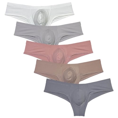 JAXFSTK Men's Skin Feel Thong Boxers Underwear String Crotch Trunks Pouch Cheeky Bikini Briefs Athletic Underpants 5PCS(BQYFS) M