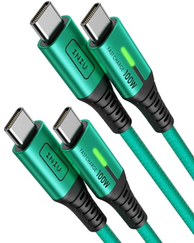 INIU USB C Charging Cable, [6.6ft, Green] 2-Pack Type C Charger Cord for iPhone 16 15 Samsung Galaxy S22 S10 Note 20 Pixel 7 Huawei Xiaomi, MacBook, iMac, iPad, and More