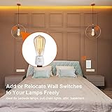 SURAIELEC Remote Control Light Socket, Wall Mount Switch, E26 E27 Lamp Socket, No Wiring, 100FT Range, Wireless Light Switch for Lamps, Pull Chain Light Fixture (1 Remote+2 Sockets, Shorter Version)