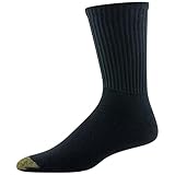 GOLDTOE Men's Cotton Blend Athletic Crew Socks, 6-Pairs, Black, Shoe Size: 6-12.5