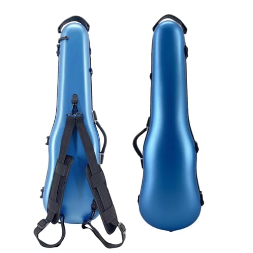 WUQIMUSC Violin Case 4/4 full size hard case Strong Carbon fiber Anti-Scratch Shaped Flight case Backpackable,Built-in Hygrometer Lightweight Travel violin case, 1.54kg, Blue