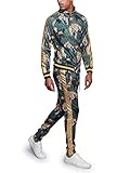 G-Style USA Men's Royal Floral Tiger Track Suit ST559 - Black - 2X-Large