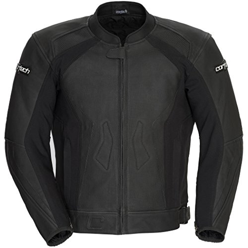 Cortech Latigo 2.0 Men's Leather Motorcycle Jacket (Flat Black, Medium)