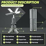 SakerPlus Telescopic Camping Lantern, 14000mAh Rechargeable Cordless Camping Lights with Portable Power Supply, Dimmable Magnetic Tent Lamps Outdoor Work Lighting for Hiking, Camping, Home Emergency