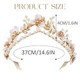 Gortin Flower Crown Bride Wedding Headband Gold Leaf Bridal Princess Headpiece Pearl Tiara Hair Accessories for Women